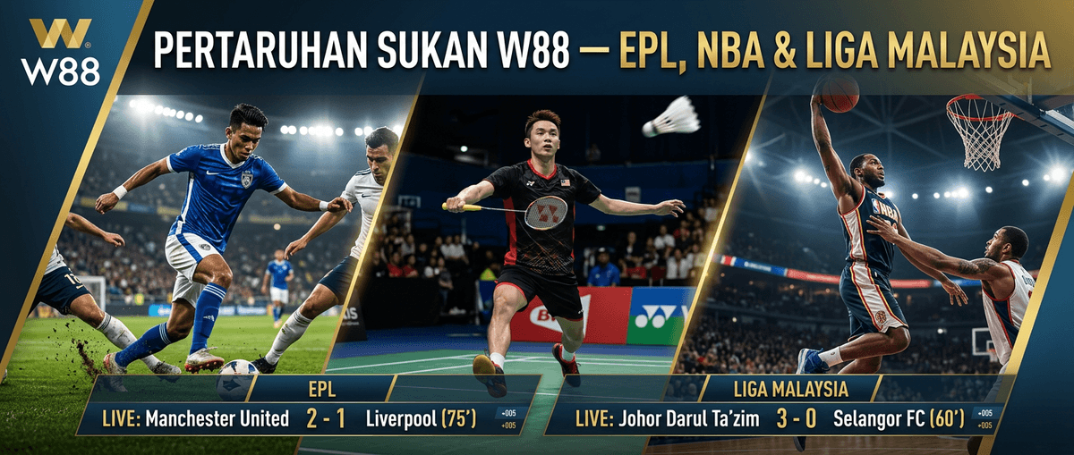Pertaruhan Sukan W88 — EPL, NBA & Liga Malaysia dengan Odds Terbaik Asia
